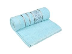 sarcia.eu Modrý bavlnený uterák s ozdobnou vyšívanou, sivá vyšívaná 48x100 cm x1