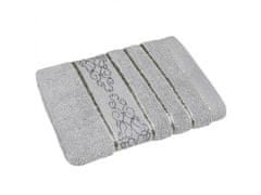 sarcia.eu Sivá bavlnená uterák s ozdobným vyšívaním, sivé vyšívanie, kúpeľový uterák 70x135 cm x3