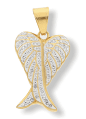 ewena Prívesok anjelské krídlo DUO chirurgická oceľ GOLD 4,7 x 3,2 cm