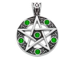 ewena Prívesok z chirurgickej ocele, Pentagram so zelenými zirkónmi