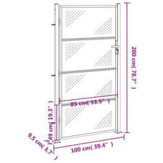 Petromila vidaXL Záhradná brána 100x200 cm, nehrdzavejúca oceľ