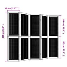 Vidaxl Paraván, 5 panelov, hnedý, masívne drevo paulovnie