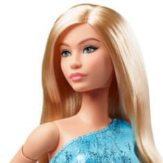 Mattel Barbie Looks Blondínka v modrých šatách HRM15