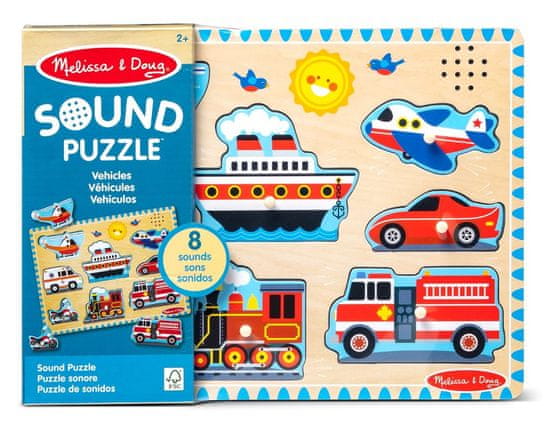 Melissa & Doug Drevené puzzle so zvukmi dopravné prostriedky