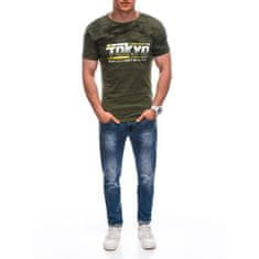 Edoti Pánske tričko s potlačou S1925 khaki MDN125134 XXL