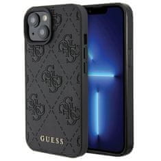 Guess Leather Stamped kryt na iPhone 15, čierny