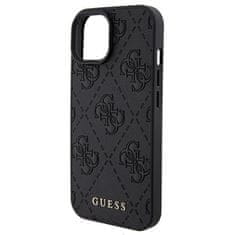 Guess Leather Stamped kryt na iPhone 15, čierny