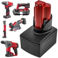 CameronSino Batéria pre Milwaukee M12 B6, C12, M12, 6,0 Ah, Li-Ion