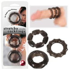 You2toys You2Toys Stretchy Cockrings - krúžky na penis 3 dielná sada (dymová farba)