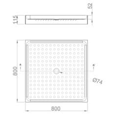 Nofer Sprchová vanička 800x115x800 mm, nerez mat 13055.2.S - NOFER