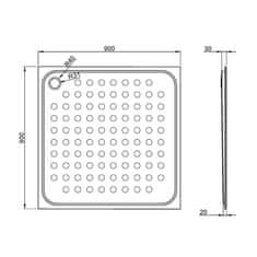 Nofer Sprchová vanička 900x30x900 mm, nerez mat 13052.90.S - NOFER