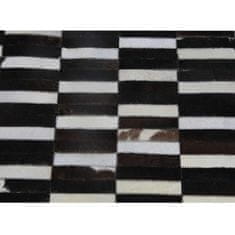 KONDELA Luxusný kožený koberec, hnedá/čierna/biela, patchwork, 69x140, KOŽA TYP 6
