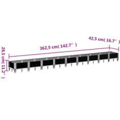 Petromila vidaXL Záhradný kvetináč s kolíkmi hnedý 362,5x42,5x28,5 cm PP