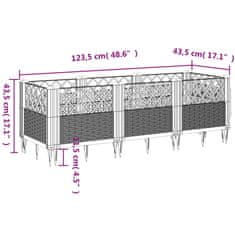 Petromila vidaXL Záhradný kvetináč s kolíkmi biely 123,5x43,5x43,5 cm PP