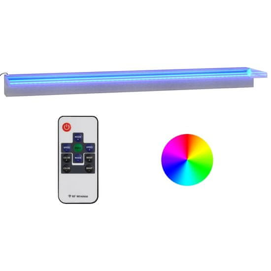 Vidaxl Vodopádový prepad s RGB LED diódami nehrdzavejúca oceľ 108 cm