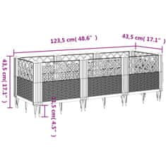 Petromila vidaXL Záhradný kvetináč s kolíkmi hnedý 123,5x43,5x43,5 cm PP