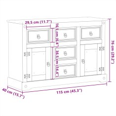 Petromila vidaXL Komoda Corona 115x40x76 cm borovicový masív