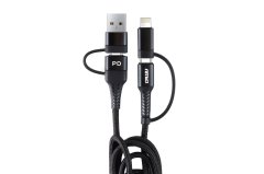 AMIO USB kábel usb-c 3v1 iphone lightning usb-c micro usb 1 m uc-15 amio-02547