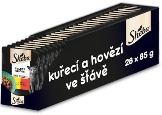 Sheba kapsičky pre dospelé mačky s kuracím a hovädzím v šťave 24x85 g