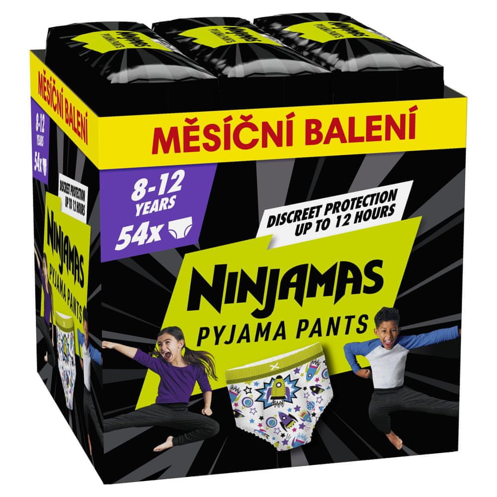 Pampers Ninjamas Pyjama Pants Kozmické lode, 54 ks, 8 rokov, 27kg-43kg - mesačné balenie