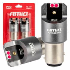 AMIO Canbus LED žiarovky pro séria bay15d p21/5w 4x3030 smd červená 12v 24v amio-03586