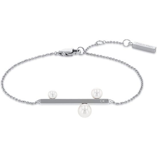 Calvin Klein Elegantný oceľový náramok s perlami Minimal Pearl 35000177