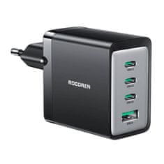 slomart Sieťová nabíjačka Rocoren 3x USB-C, 1x USB, GaN, 67W (čierna)