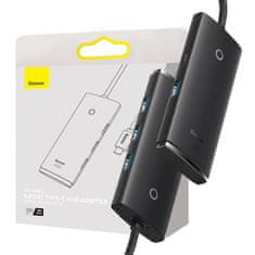 BASEUS Rozbočovač 4 v 1 Baseus Lite Series USB-C na 4x USB 3.0 + USB-C, 2 m (čierny)