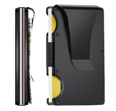 Camerazar Pánska kovová peňaženka s uhlíkovými vláknami a ochranou RFID, čierna, 5,4x8,6 cm