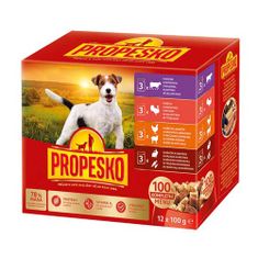 Propesko kapsička pre psov 12x100g kura-jahňa,morka;králik-mrkva,hovädzie