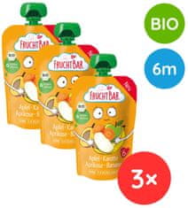 FruchtBar BIO Ovocná kapsička jablko, mrkva, marhuľa a banán 3 x 100 g