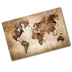 Wallmuralia.sk Kuchynská doska zo skla Mapa světa drevo 2x40x52 cm