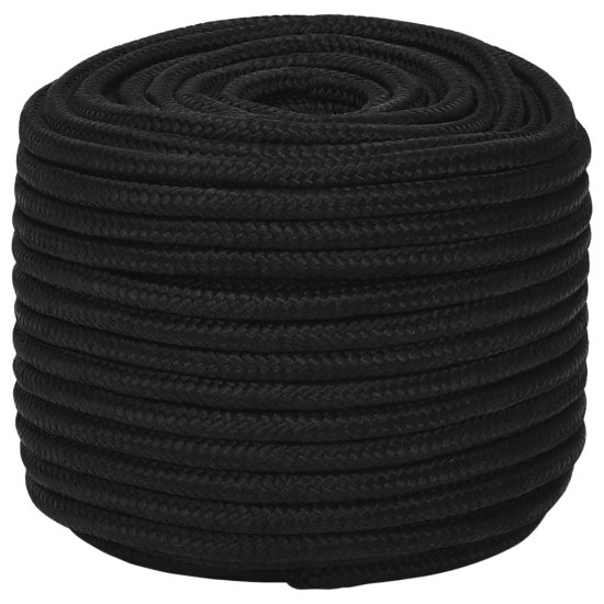 Vidaxl Pracovné lano čierne 12 mm 50 m polyester
