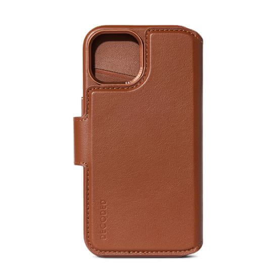 Decoded Leather Detachable Wallet, tan - iPhone 15 Plus