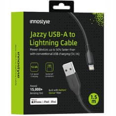 Innostyle Innostyle Jazzy Usb Lightning Mfi Rýchlonabíjací Kábel Pre Iphone Kevlar 2M Čierny