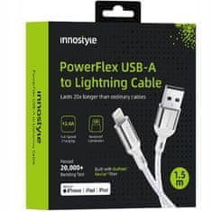 Innostyle Innostyle Powerflex Usb Lightning Mfi Rýchlonabíjací Kábel Pre Iphone Kevlar 2M Strieborný