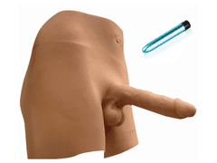Xcock Silikónová dutá protéza penisu + vibrátor, remienok - veľkosť XL