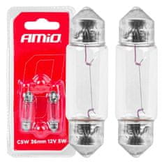 AMIO C5w rúrkové halogénové žiarovky 36mm 12v 2ks. amio-03348 blister
