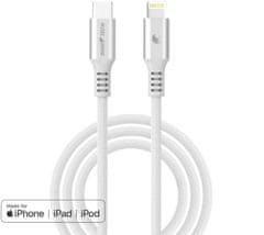 RhinoTech LITE kábel USB-C - Lightning, MFi, nylonový oplet, 1.2m, strieborná