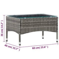 Vidaxl Konferenčný stolík sivý 60x40x36 cm polyratanový