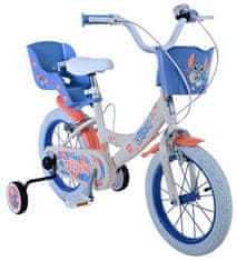 Volare Detský bicykel Disney Stitch - Dievčenský - 14 palcový - Krémová Coral Blue - Dve ručné brzdy