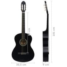 Vidaxl Klasická gitara pre začiatočníkov čierna 4/4 39" lipové drevo