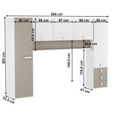 KONDELA Zostava, biela/sivohnedá taupe, TIDY