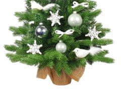 LAALU Zdobený umelý vianočný stromček WHITE CHRISTMAS 75 cm V KVETINÁČI