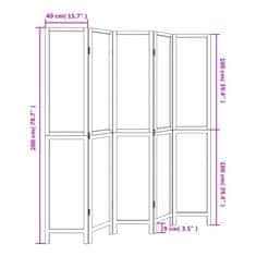 Vidaxl Paraván 5 panelov tmavohnedý masívne drevo paulownie