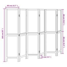 Vidaxl Paraván 6 panelov biely masívne drevo paulovnie