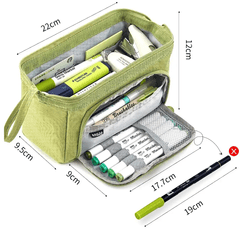 Camerazar Multifunkčný organizér na ceruzky, zelený polyester, 22x12x9,5 cm Vylepšený názov produktu: Multifunkčný organizér na ceruzky, zelený polyester, veľkosť 22x12x9,5 cm