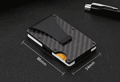 Camerazar Pánske kovové puzdro na karty s ochranou RFID, čierne uhlíkové vlákno, rozmery 5,4x8,6 cm