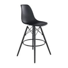 KONDELA Barová stolička čierna plast, drevo CARBRY NEW
