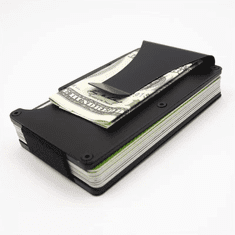 Camerazar Pánska kovová peňaženka s uhlíkovými vláknami a ochranou RFID, čierna, 5,4x8,6 cm